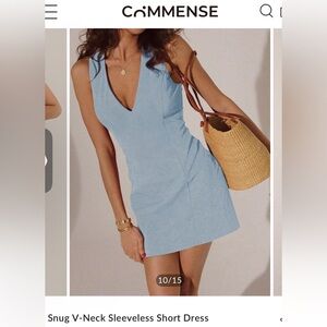 Commense Sky Blue V-Neck Dress
